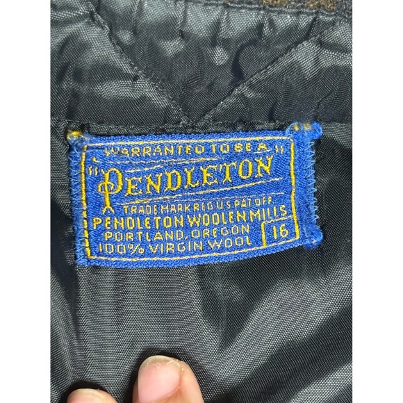 Vintage Pendleton Wool Plaid Shirt Mens 16 Brown Charcoal Grey Button Down - Picture 2 of 7